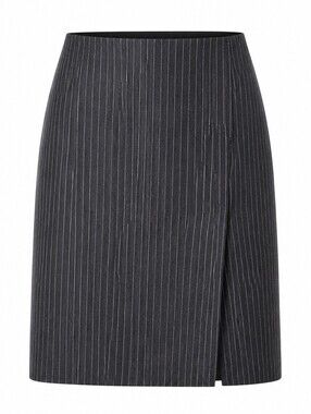 Ann Taylor Gray Pin Striped petite pencil 4  P Petite skirt STRETCH